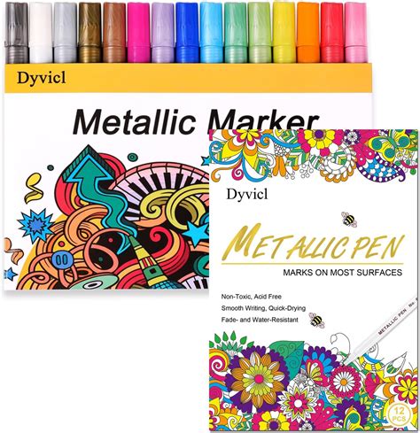 metallic box pen colors|Dyvicl Metallic Marker Pens, 12 Colors Hard Fine Tip .